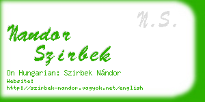 nandor szirbek business card